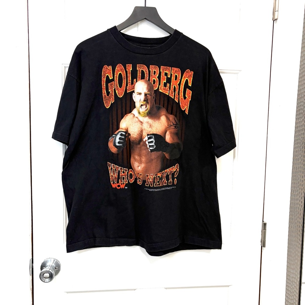 Vintage WCW Bill Goldberg Who’s Next 1998 Wrestling Tee Shirt 90s Black Sz XL‎